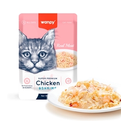 Wanpy Retort Pouch Chicken & Shrimp 85g - vådfoder til katte